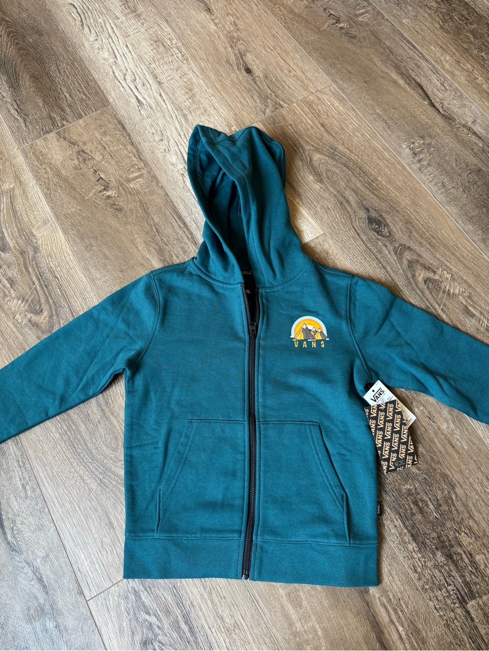 Vans Kids Teal Full-Zip Hoodie with Mountain Logo